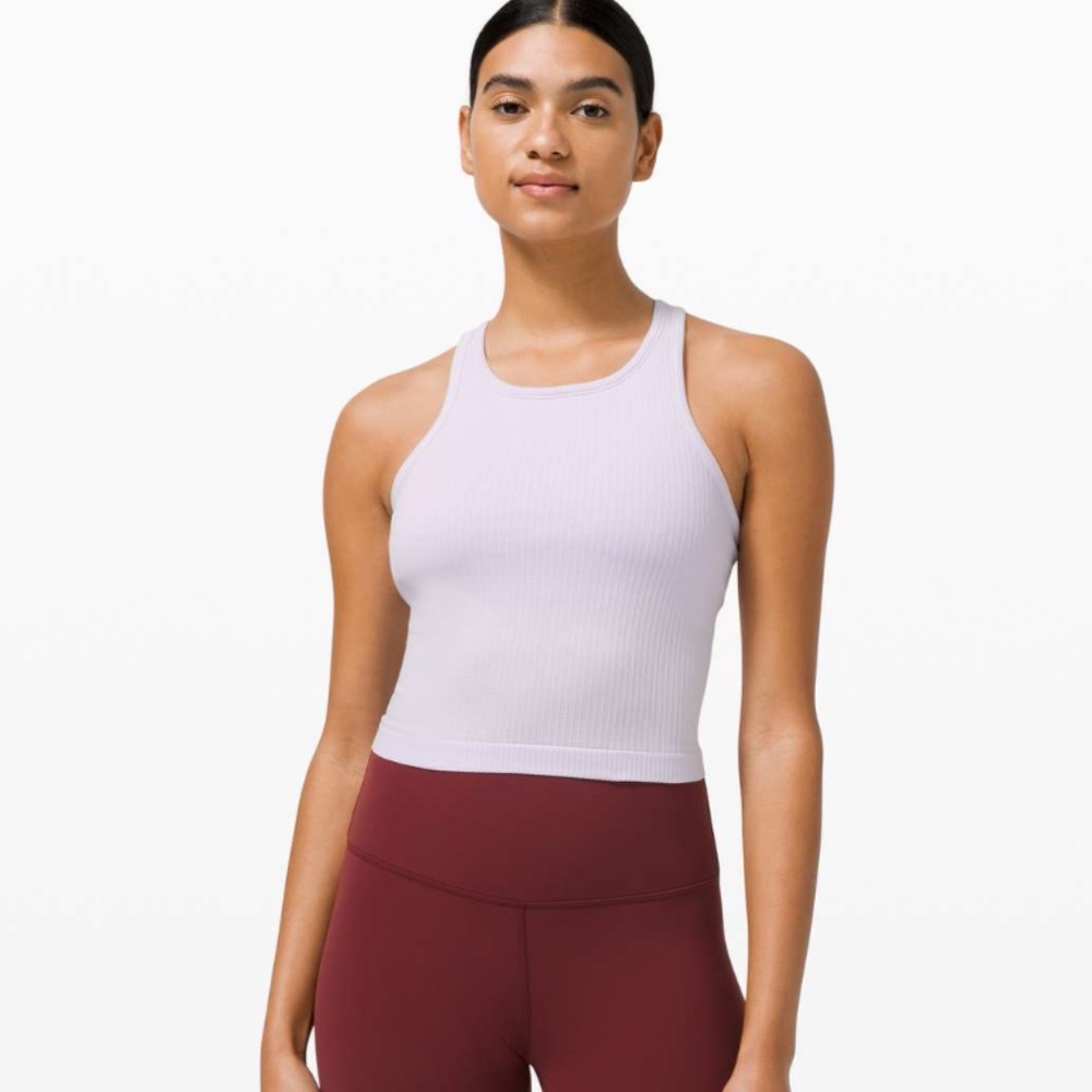 NWT Lululemon Ebb To Street Racerback Crop Tank Top Lavender Dew Size 4